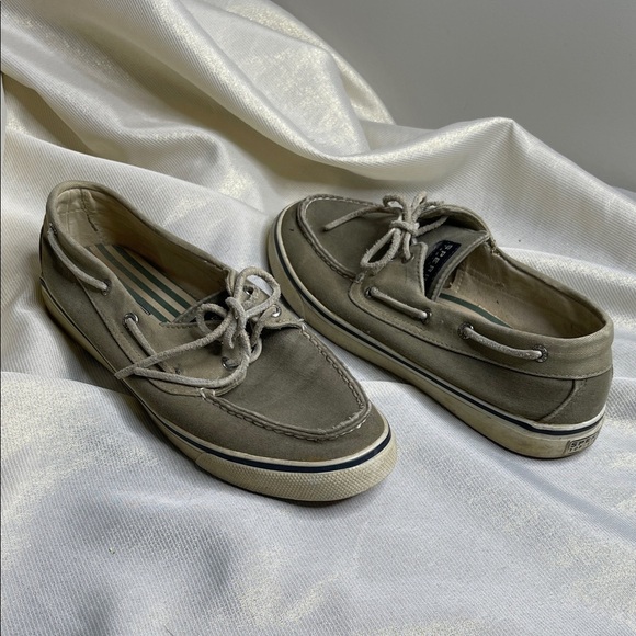 Sperry Top-Sider Casual Canvas Boat Shoes Light Olive Green 2 Eye Size 8.5 - Picture 2 of 11